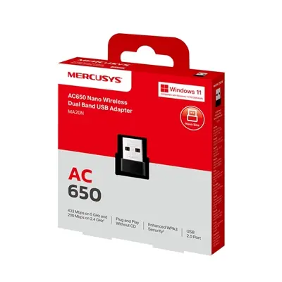 ADATTATORE WIFI USB NANO MA20N AC650 DUAL BAND MERCUSYS