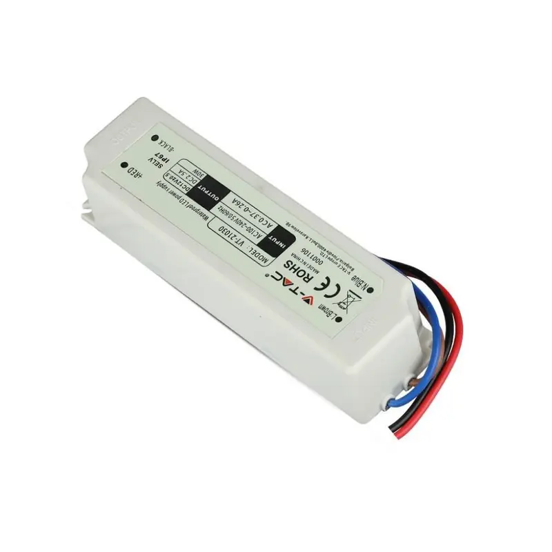 Alimentatore in Plastica V-TAC 30W 12V 2.5A con 1 Uscita e Cavi a Saldare Colore Bianco 150x40x30mm IP67 SKU 3271