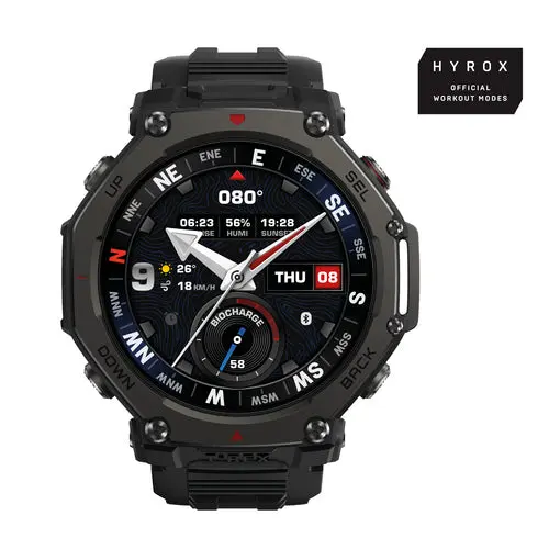 Amazfit T-Rex 3 Pro 3,81 cm (1.5") AMOLED 48 mm Digitale 480 x 480 Pixel Touch screen Nero Wi-Fi GPS (satellitare)