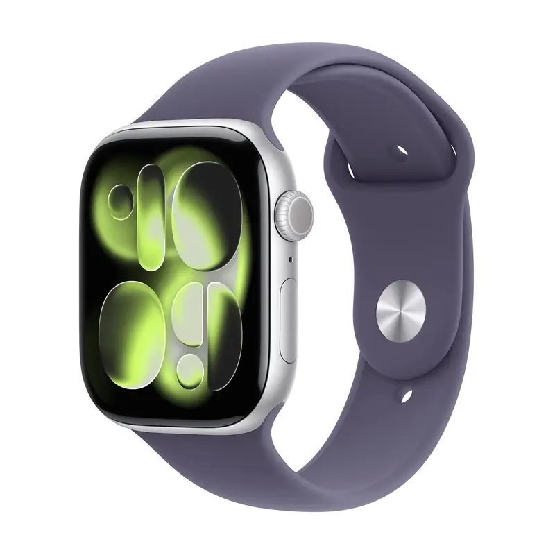 APPLE WATCH SERIES 11GPS E CELLULAR 46MM SILVER ALUMINIUM CASE WITH PURPLE FOG SPORT BAND, S/M