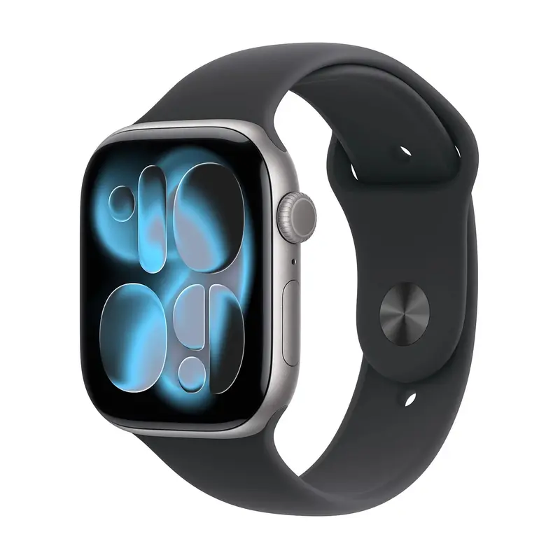 APPLE WATCH SERIES 11GPS46MMSPACE GREY ALUMINIUM CASE WITH BLACK SPORT BAND, S/M