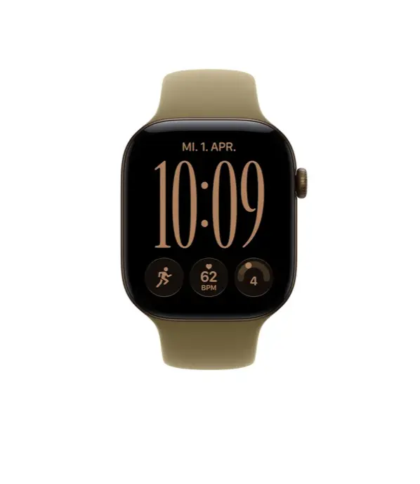 Apple Watch Series 12 GPS 42 mm Custodia in alluminio bronzo scuro con cinturino Sport verde oliva - S/M