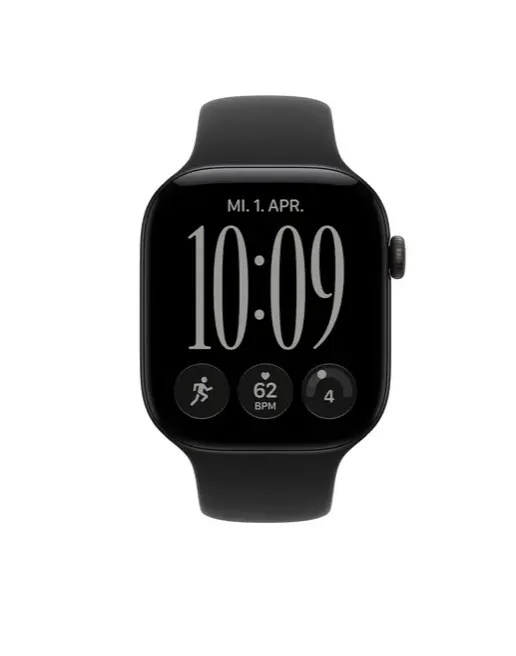 Apple Watch Series 12 GPS 46 mm, cassa in alluminio nero con cinturino Sport nero - M/L