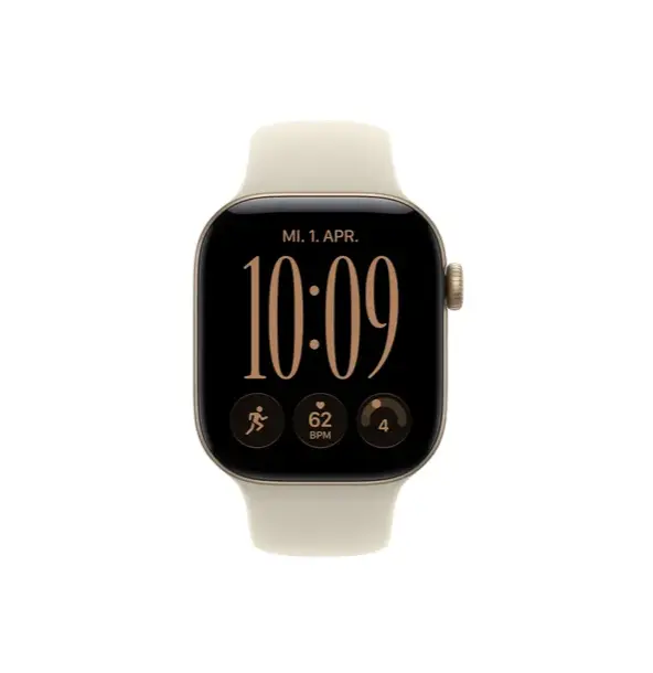 Apple Watch Series 12 GPS + Cellular 42mm Light Gold Aluminium Case with Sand Sport Band - S/M