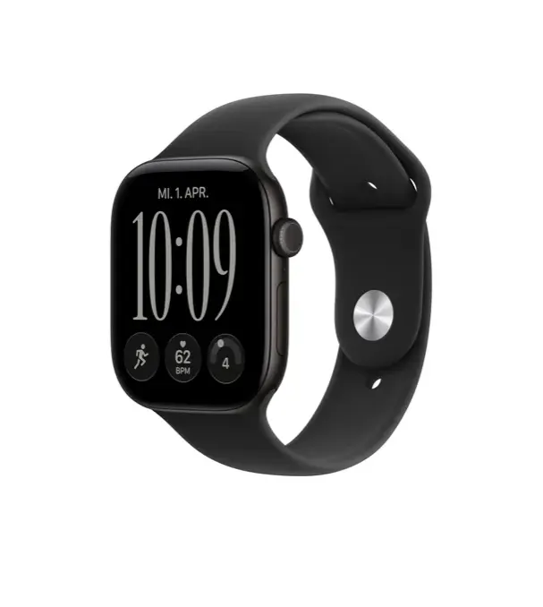 Apple Watch Series 12 GPS + Cellular 46mm Black Aluminium Case with Black Sport Band - M/L