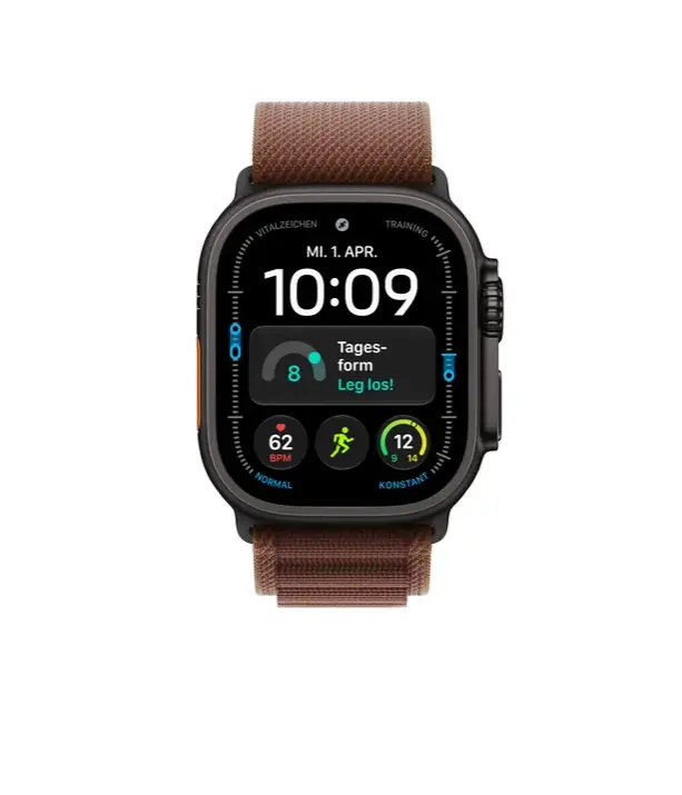 Apple Watch Ultra 4 GPS + Cellular 49mm Cassa in titanio nero con cinturino in vita in stile alpino bordeaux - M