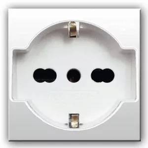 AVE Presa schuko bipasso, Domus S44, colore RAL 9010, 2P+T 10/16A 250V - finitura lucida - 2 Mod. 441090/15TS