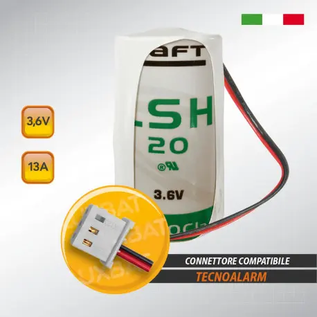 Batteria Antifurto Litio SAFT 3,6 V 13 Ah Formato D Tecnoalarm LSH20
