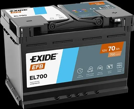 Batteria auto exide 12 V 70 Ah 760 A start&stop efb