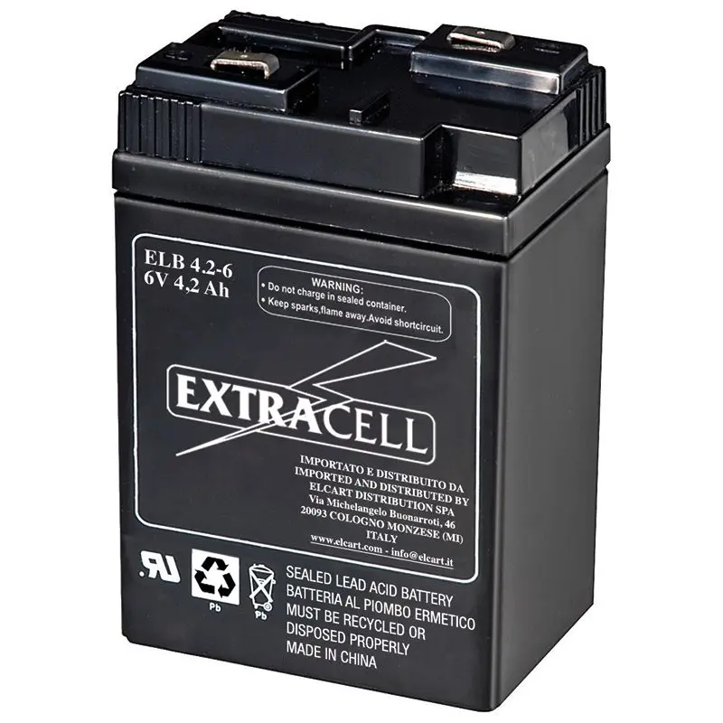 Batteria Extracell al piombo 6 V 4,2 Ah contatti a sfioro