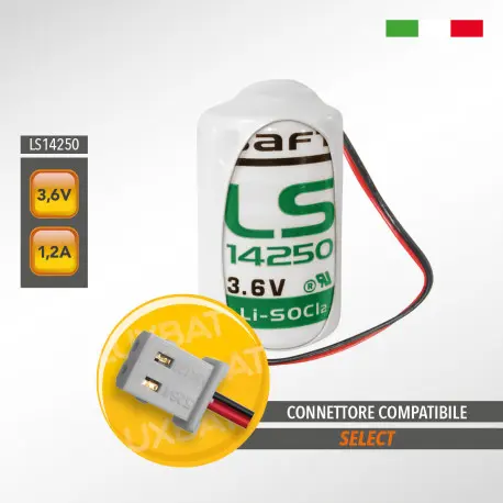 Batteria Litio SAFT 3,6 V 1,2 Ah 1/2AA Select per Antifurto