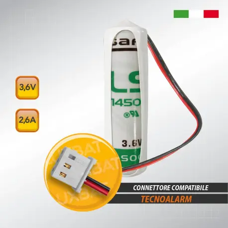 Batteria Litio SAFT 3,6 V 2,6 Ah AA per Antifurto Tecnoalarm