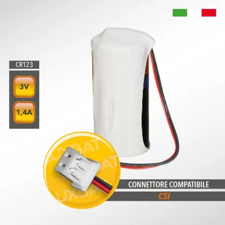 Batteria per antifurto litio CR123 3 V 1,4 Ah compatibile csi