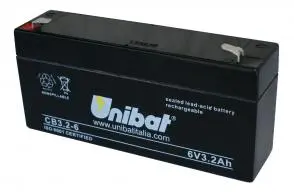 Batteria Unibat SLA 6 V 3,2 Ah - Compatta per Antifurti e Giocattoli