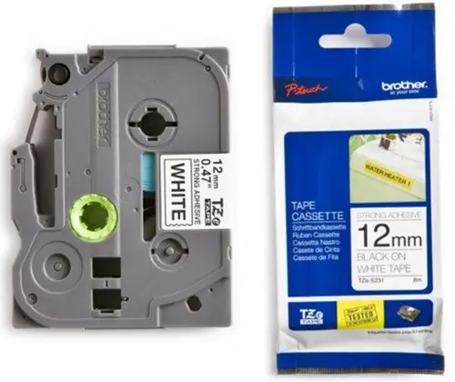 BROTHER NASTRO LAMINATO DA 12 MM (8M) NERO/BIANCO