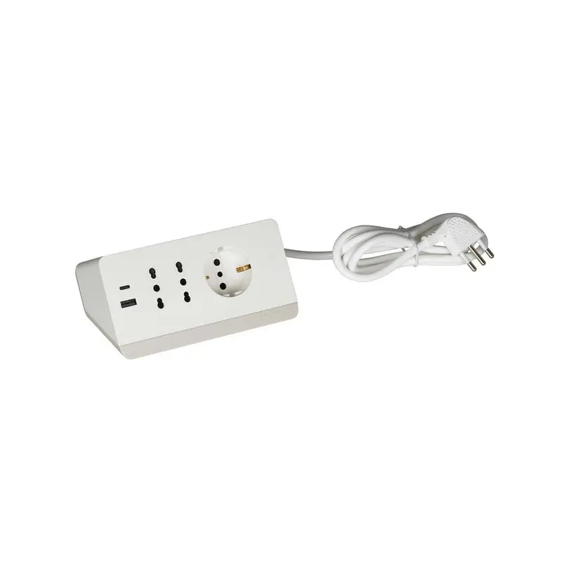 Bticino Multipresa da scrivania con 2 prese USB tipo A+C - bianca S3711DBU