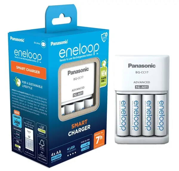 Caricabatterie Panasonic eneloop bq-CC17 incluse 4 AA 2000 mAh