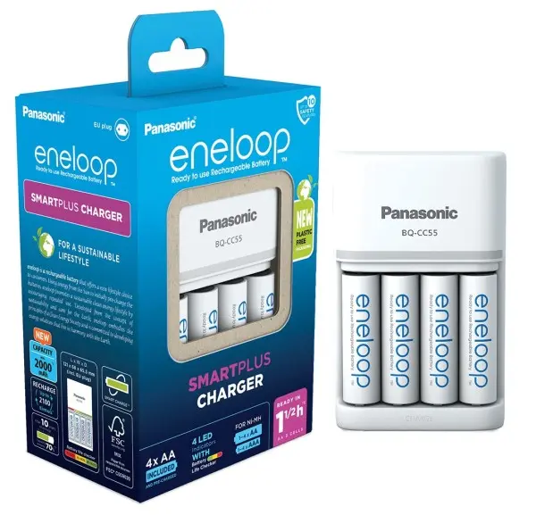 Caricabatterie Panasonic eneloop bq-CC55E incluse 4 AA 2000 mAh