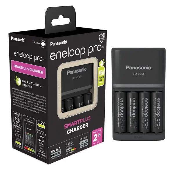 Caricabatterie Panasonic eneloop bq-CC55E incluse 4 AA 2500 mAh