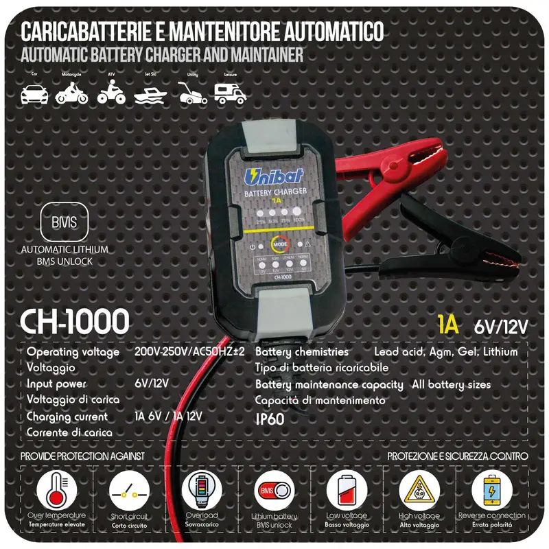 Caricabatterie unibat ch-1000