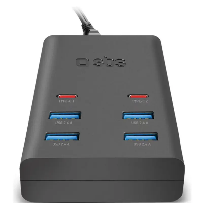 Caricatore multiporta 4 usb 2 tipo-c PD25W fast charge SBS 37W