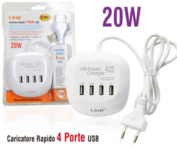 CARICATORE USB A 4 PORTE PN