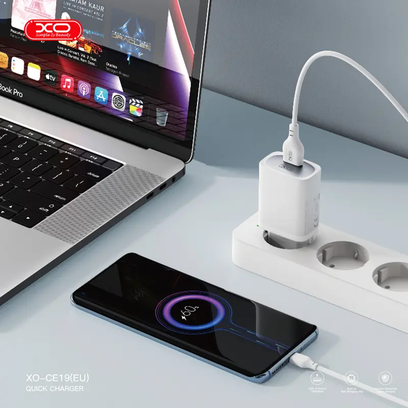 Caricatore XO wall charger CE19 QC 18W 1x USB white