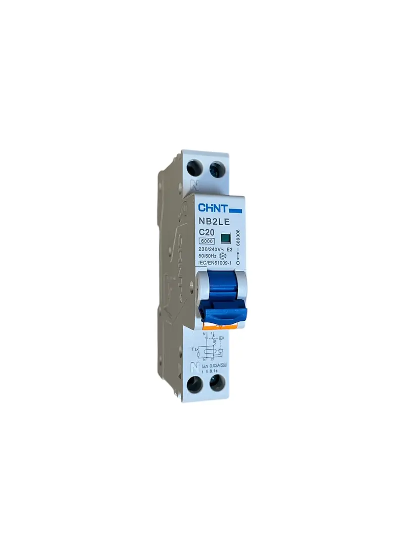 CHINT NB2LE/C20-1PN-6-AC30  20A 30mA 6ka INTERRUTTORI M/T DIFFERENZIALI 1P+N CURVA C 6kA 30mA TIPO A 1m   689008