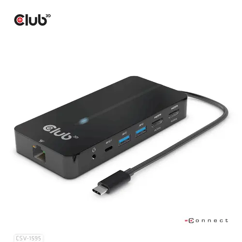 CLUB3D HUB USB GEN1 TYPE-C 7-in-1 2x HDMI, 2x USB GEN1 TYPE-A, 1x RJ45, 1x 3.5mm Audio, 1x USB GEN