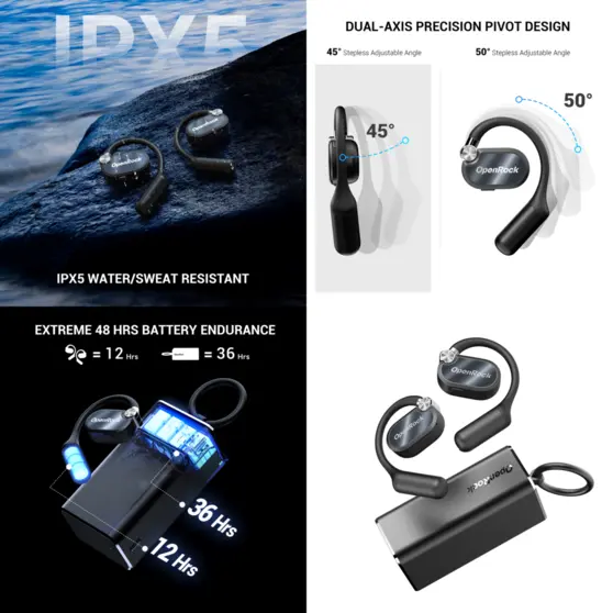 Cuffie Bluetooth Wireless  Nero OneOdio OpenRock X A Conduzione Aperta ONERX226B