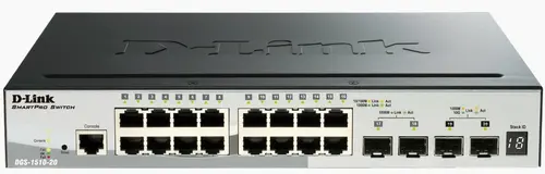 D-LINK SWITCH 16 PORTE GIGABIT + 2 PORTE SFP + 2 PORTE SFP SMART MANAGED STACKABLE