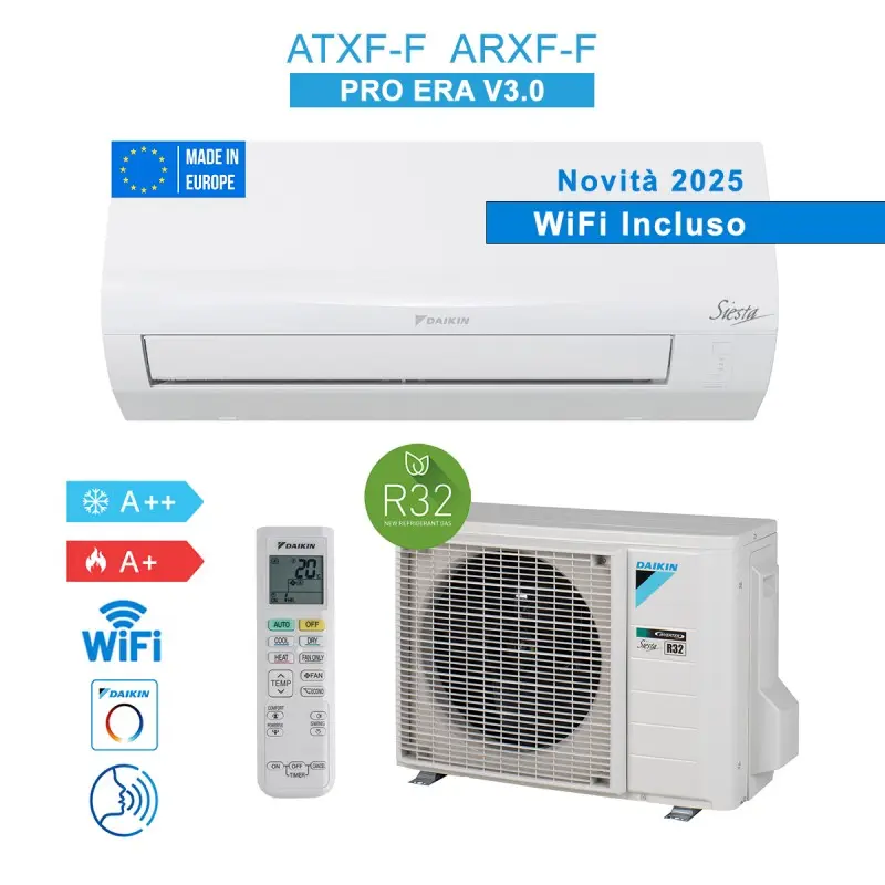 Daikin ATXF50F/ARXF50F Condizionatore Climatizzatore 18000 BTU 5KW WiFi Siesta Pro Era V3.0 Novità 2025 A++/A+ Inverter R32