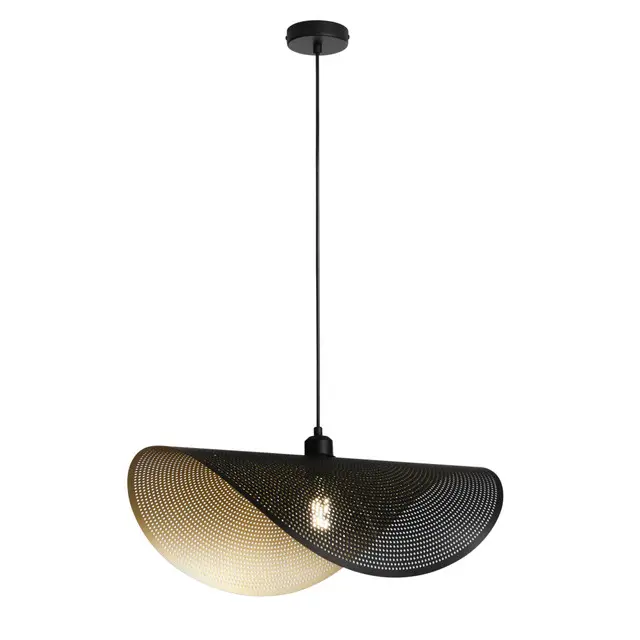 FANEUROPE SOSPENSIONE A VELA RHEI-TARA METALLO FORATO NERO 1XE27 60X33X150CMI-RHEI-DOT-S60