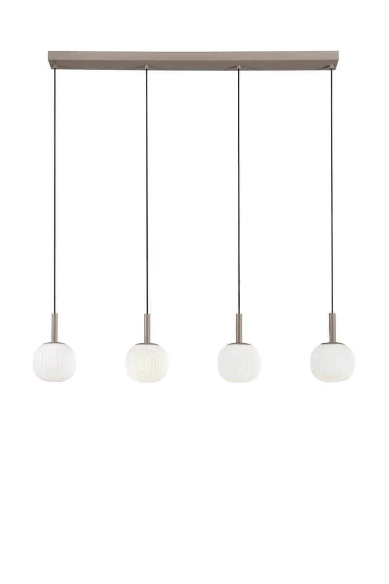 FANEUROPE SOSPENSIONE ERIS BIANCO E MARRONE QUATTRO PENDENTI IN ALLUMINIO+VETRO 4XE14 114X16X150CM I-ERIS-4