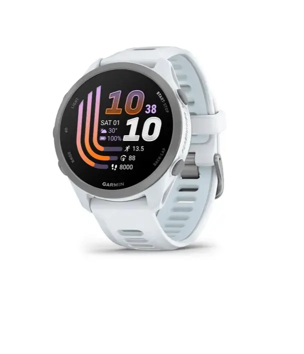 Garmin Forerunner® 170 Bianco Pietra/Grigio Polvere con cinturino in silicone a sgancio rapido 20 mm Bianco Pietra/Blu Nuvola