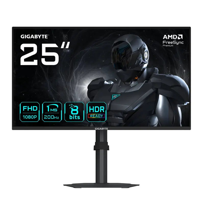 GIGABYTE G25F2 Monitor Gaming 24,5" FHD – 1920 x 1080, 200Hz, 1ms, 300 cd/m², DisplayHDR 10, HDMI 2.0, DisplayPort 1.4