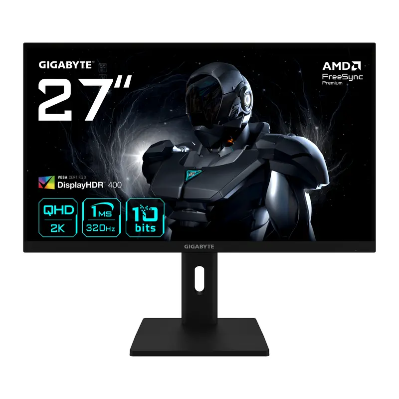 GIGABYTE G27Q3 Monitor Gaming 27” 2K QHD - 2560 x 1440, 320Hz, 1ms, 350 cd/m², FreeSync Premium, Display HDR400, HDMI 2.0, DisplayPort 1.4