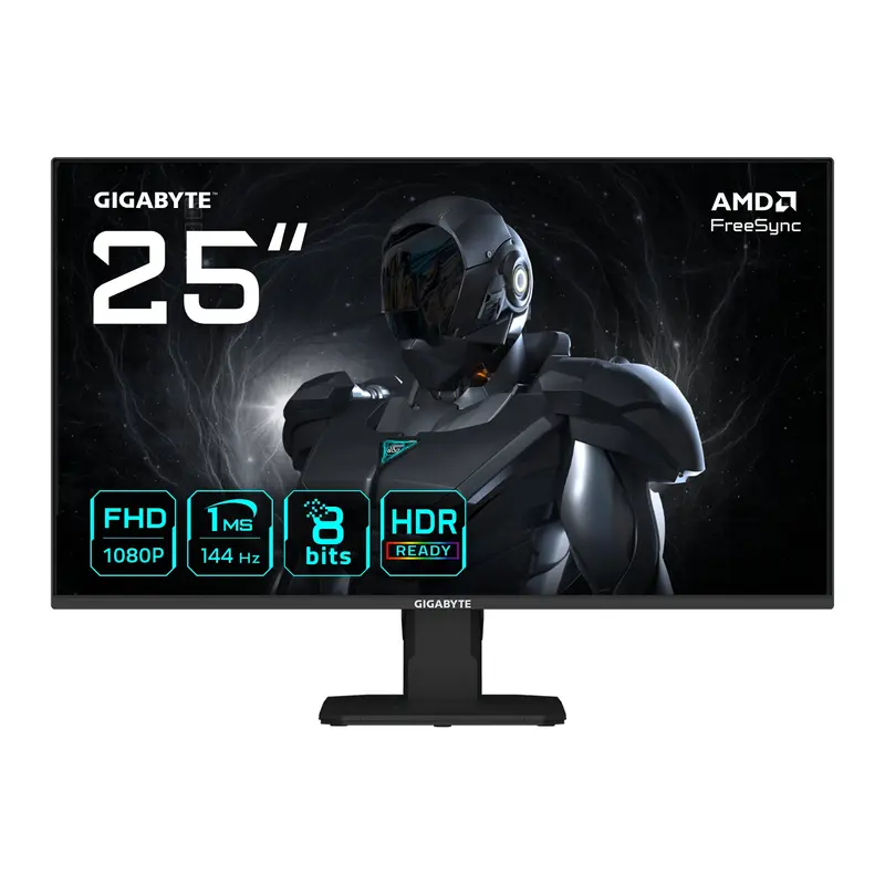 GIGABYTE GS25F14 Monitor Gaming FHD da 25” - 1920 x 1080, 144Hz, 1ms, 300 cd/m², Display HDR 10, HDMI 2.0, DisplayPort 1.2