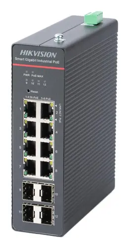 HIKVISION SWITCH INDUSTRIALE SMART MANAGED GIGABIT HI-POE 8 PORTS