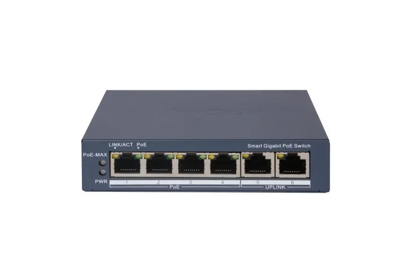 HIKVISION SWITCH L2, SMART MANAGED, 4 GIGABIT RJ45 POE PORTS, 2 GIGABIT RJ45 PORT, 802.3AF/AT, POE P