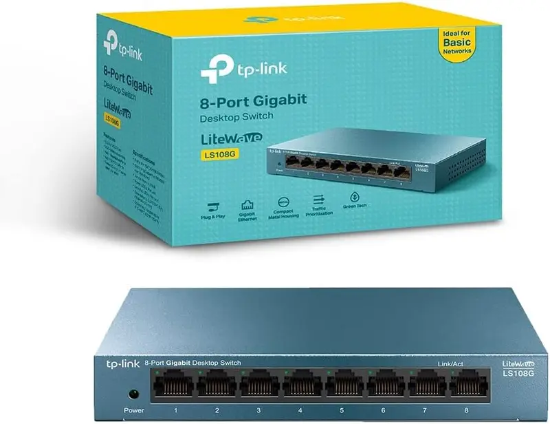 HUB SWITCH 8 PORTE GIGABIT LS108G METAL TP-LINK