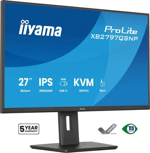iiyama ProLite XB2797QSNP-B1 Monitor PC 68,6 cm (27") 2560 x 1440 Pixel Quad HD LED Nero