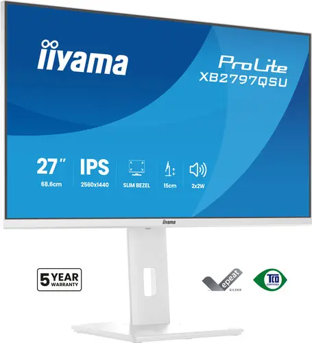 iiyama ProLite XB2797QSU-W1 Monitor PC 68,6 cm (27") 2560 x 1440 Pixel Quad HD LED Bianco