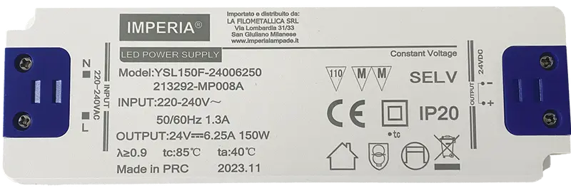 Imperia ALIMENTATORE ULTRA SLIM 24V MAX 150W DC IP20 PER STRIP LED 213292