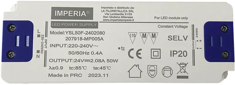 Imperia ALIMENTATORE ULTRA SLIM 24V MAX 50W DC IP20 PER STRIP LED 207918