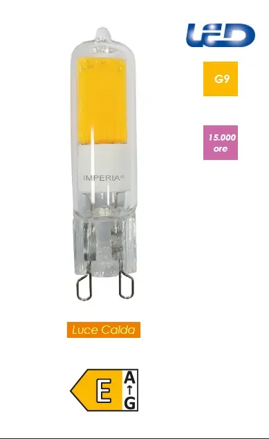 Imperia lampadina led G9 4,1W 520LM 3000k luce calda 210611