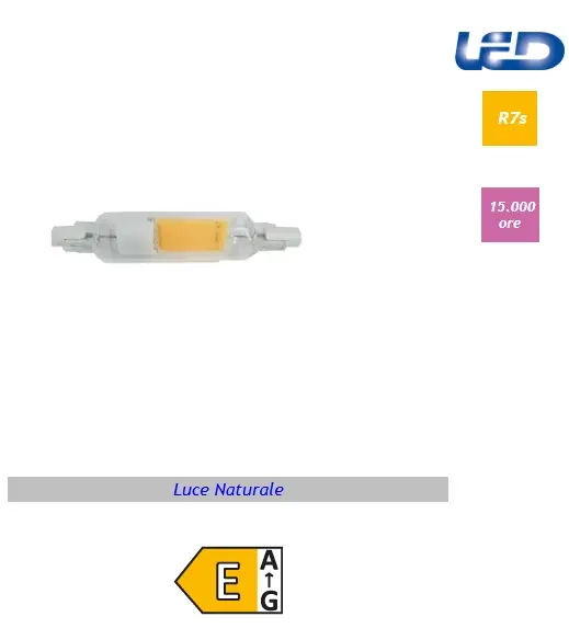 Imperia lampadina led R7S lineare corta COB 5,3w 600lm 4000k 78mm luce naturale 213155