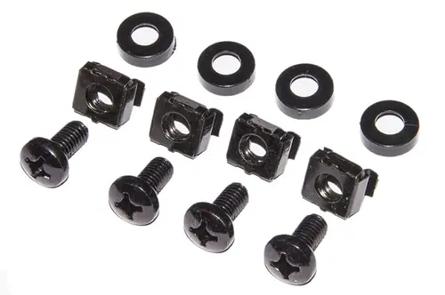 KIT 50 VITI, DADI E RONDELLE PER INSTALLAZIONI SU ARMADI RACK 19" COLORE NERO