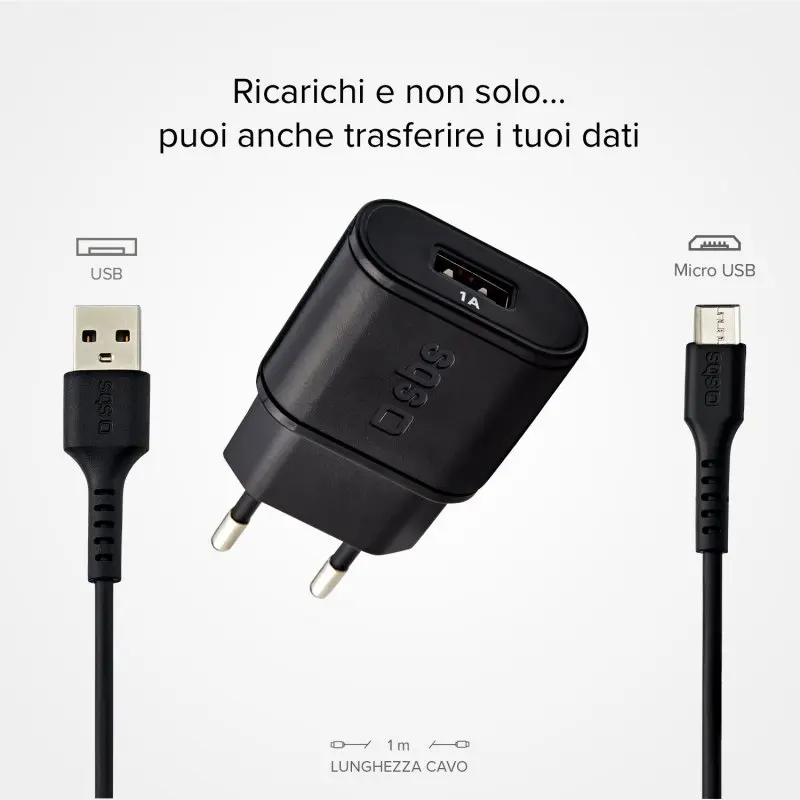 Kit di ricarica Micro USB da viaggio SBS