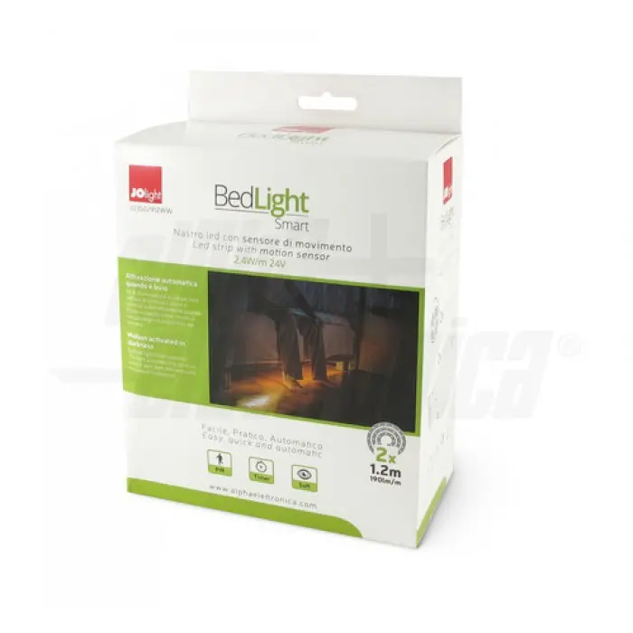 Kit nastro LED bedlight doppio 2 x 1,2m 24 Vdc con alimentatore e sensore di movimento
